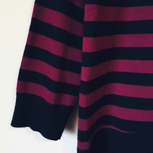 Cable & Gauge Bilayer Knit Malbec and Black Striped Top - Picture 6 of 16